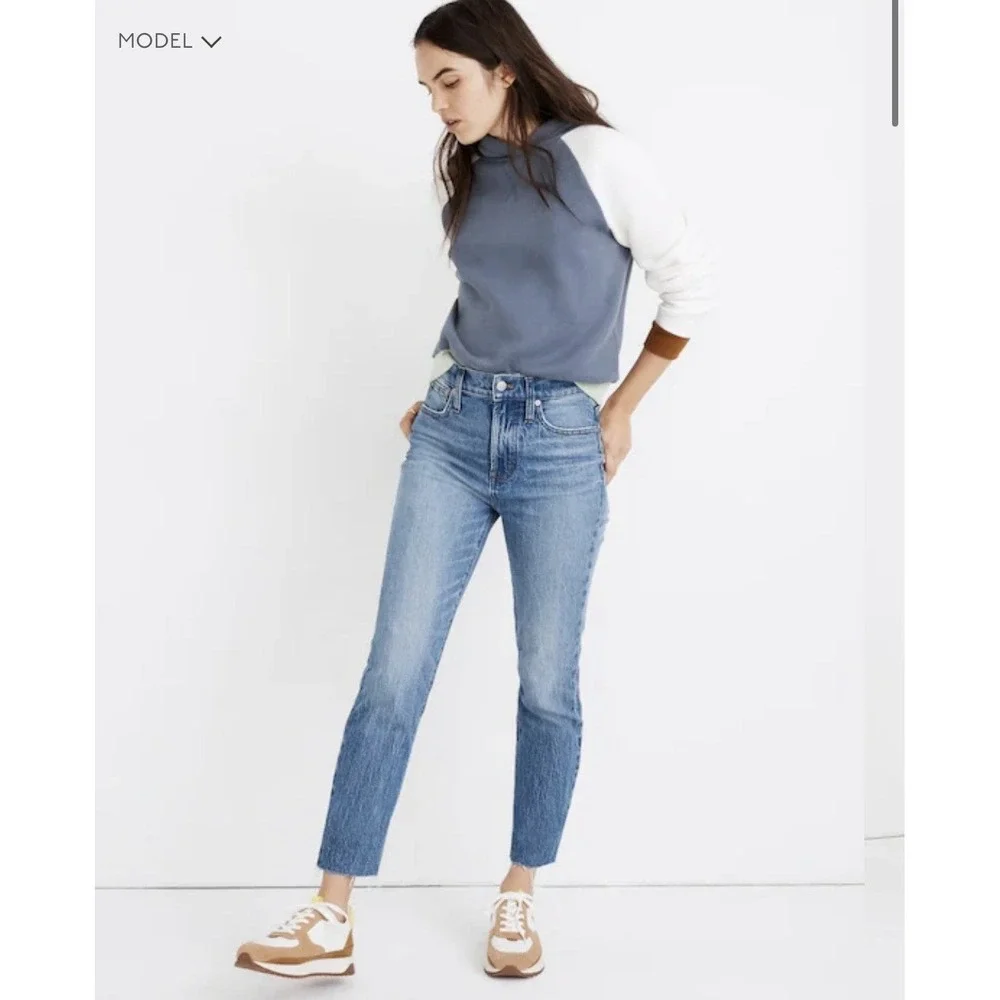 Madewell The Perfect Vintage Jean Raw Hem Enmore Wash 32 High Rise Tapered MB406